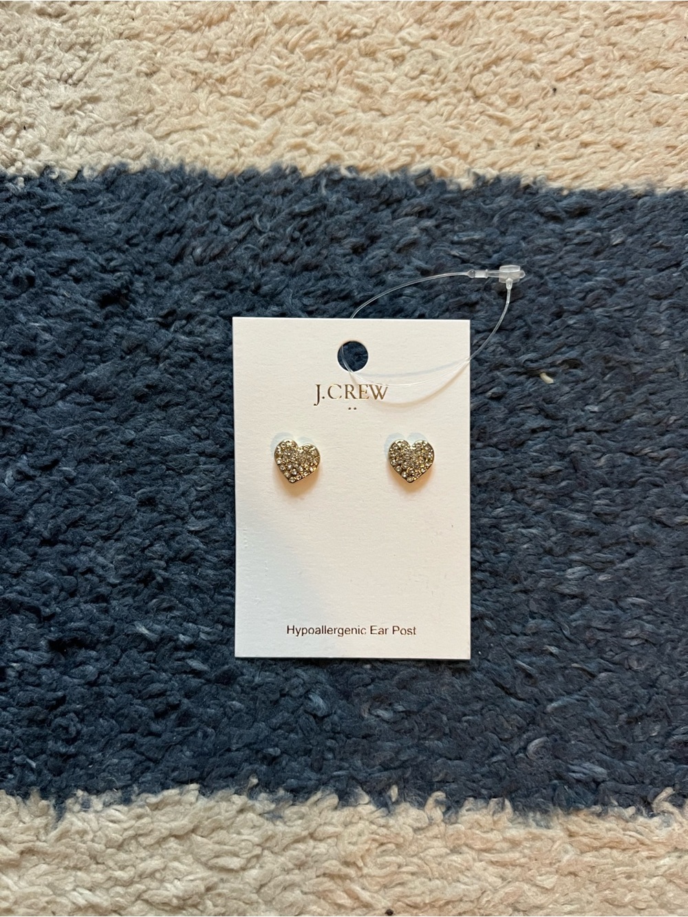 J. Crew Gold Heart Crystal Stud Earrings